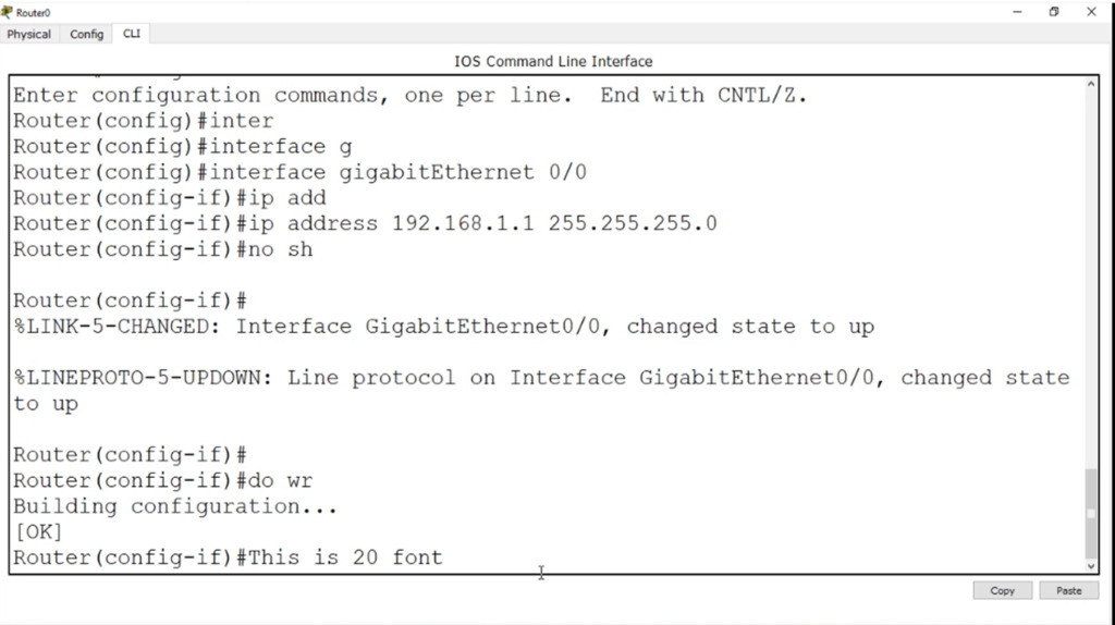 Cisco packet tracer CLI font