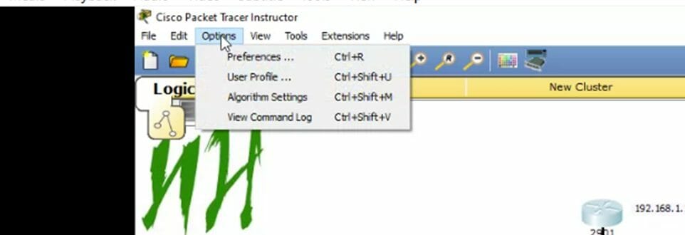 Cisco packet tracer Preferences