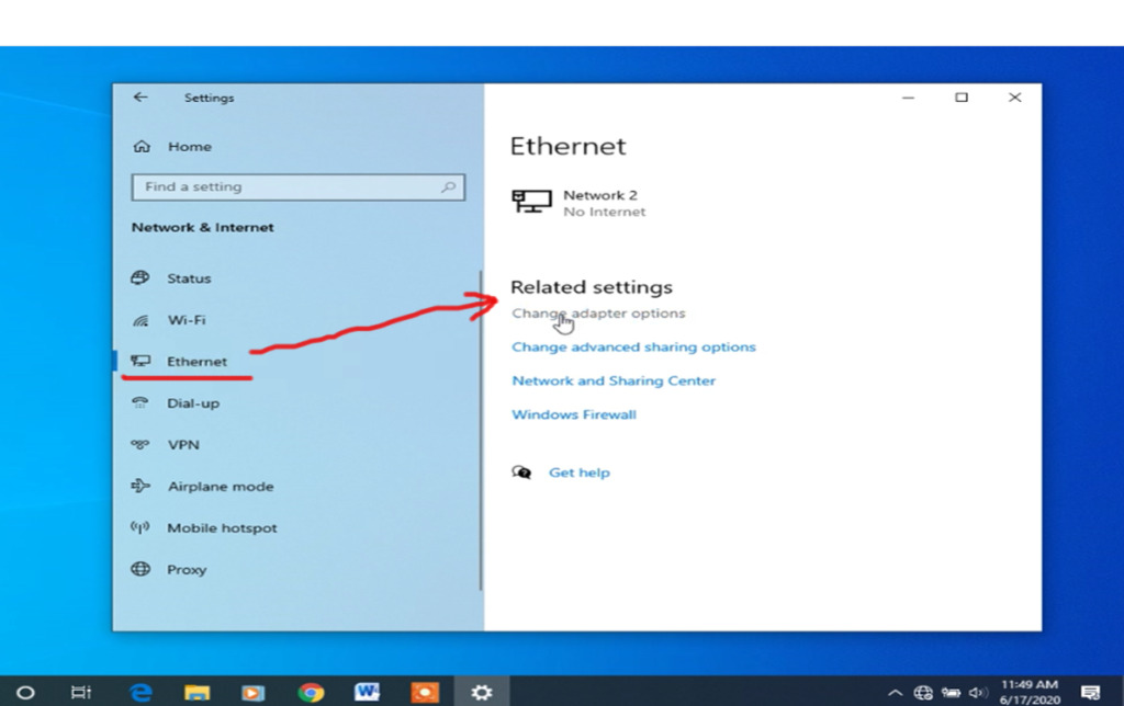 Change adapter setting