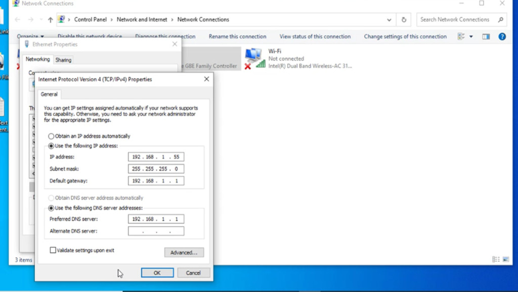 Set IP address manually