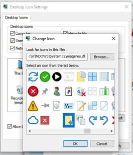 Add icons to desktop: Change Icon