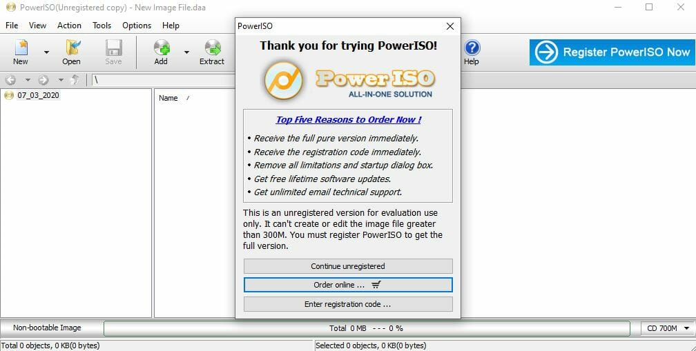 Create bootable USB drive: Power ISO