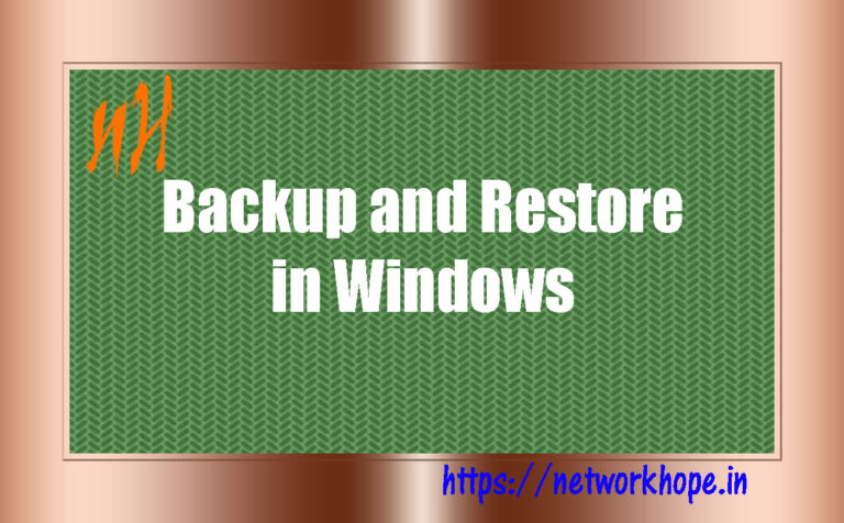 Backup and Restore in Windows 10