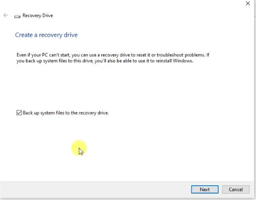 Configure Backup and Restore in Windows 10: Create a Recovery Drive