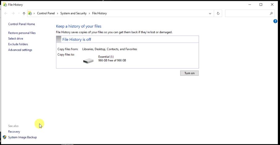 Configure File History