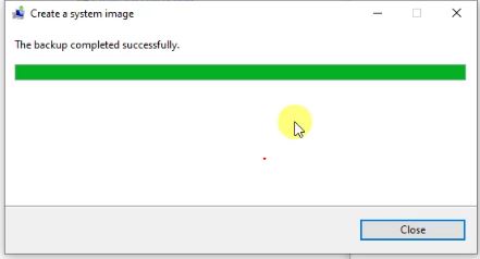 System image backup success